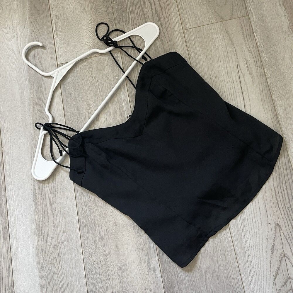 Abercrombie & Fitch Cami Tank Top v neck crop womens Black (xsmall) going out
